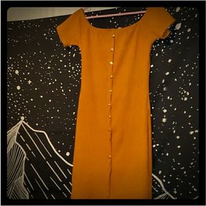 Mustard Yellow Off the Shoulder Bodycon